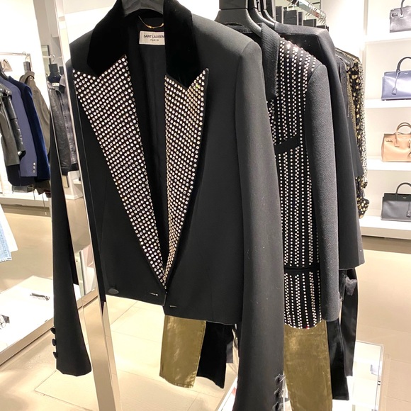 Saint Laurent Jackets & Blazers - *New* Saint Laurent Crystal Lapel Spencer Jacket